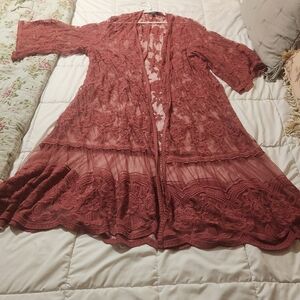 Elegant Torrid Pink Lace Cardigan Kimono Cover Up Sz 4